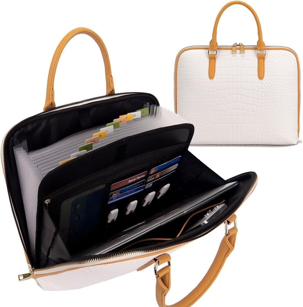 Accordian File Organizer Tote,Folder with Zipper & Labels,12 Pocket Expanding Fi